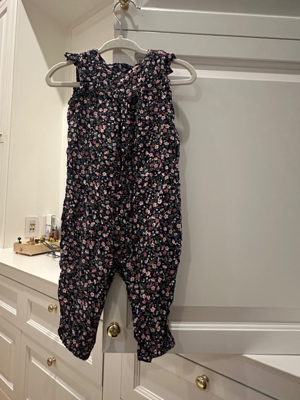 Ralph Lauren Baby Girl Navy Floral Ruffle Jumpsuit 6M